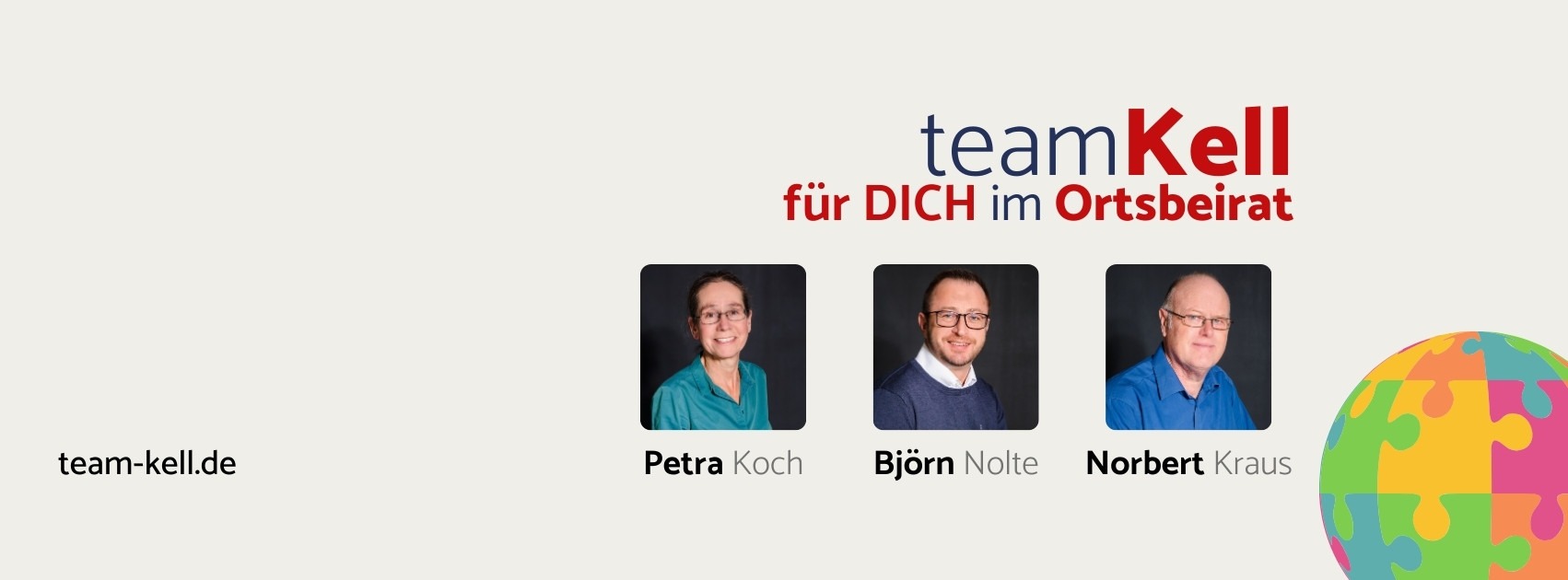 Team Kell - für Dich im Ortsbeirat: Petra Koch, Björn Nolte, Norbert Kraus